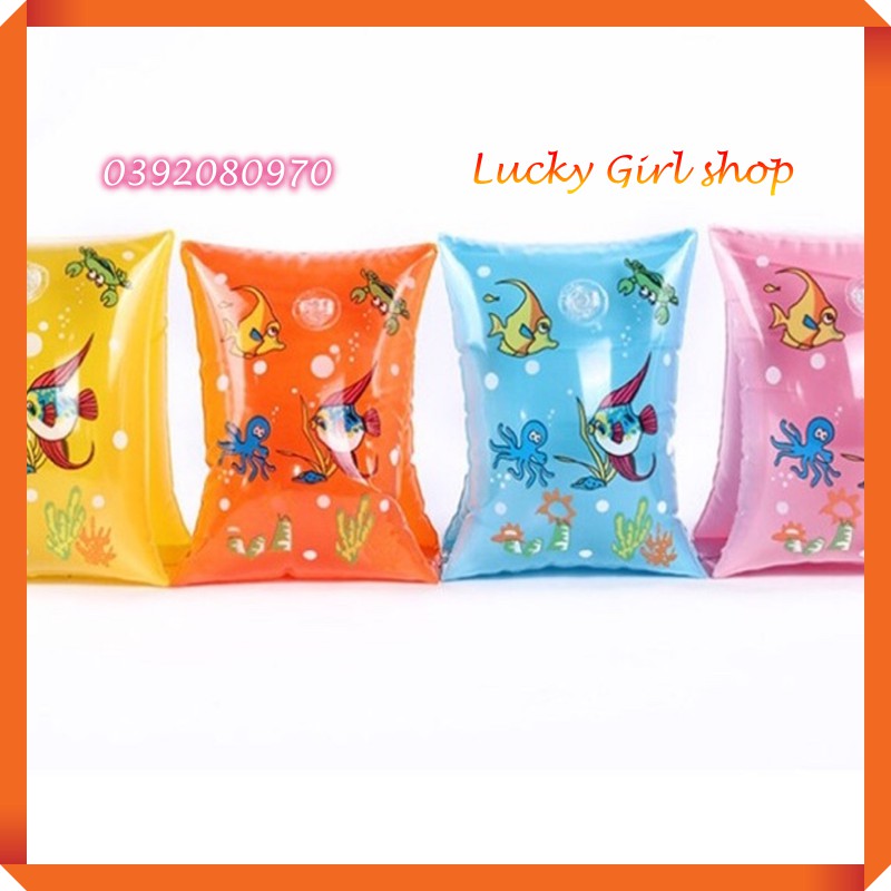 Phao Tay Tập Bơi Cho Bé Hoạ Tiết Sinh Vật Biển Và Cá Heo Size 16*13*18cm - Lucky Girl shop
