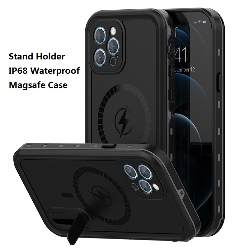 Ốp điện thoại lặn chống nước IP68 có đế đỡ cho iPhone 12 Pro 12 Pro Max/ 12 Mini