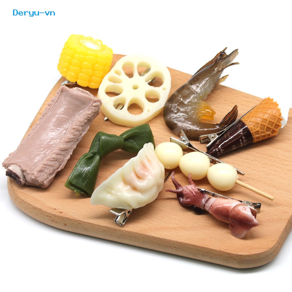 {deryu}| Kẹp Tóc Hình Thức Ăn Hoạt Hình Đáng Yêu Cho Nữ