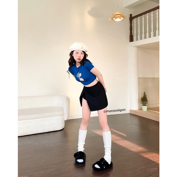 MONÁ - Áo croptop họa tiết cotton 4 chiều co giãn - JERRY CROPTOP