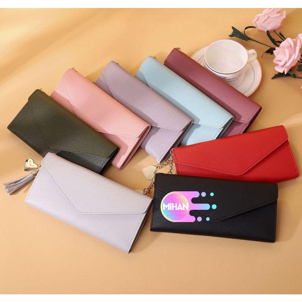 Ví da PU dáng dài phối tua rua hình trái tim phong cách Hàn Quốc MIHAN1 cho nữ