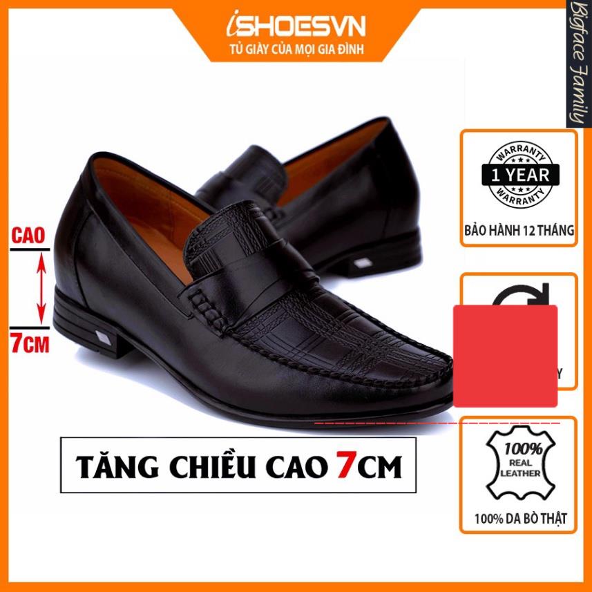 Giày da nam tăng chiều cao ISHOESVN IS218 - Giày lười công sở giày ishoes