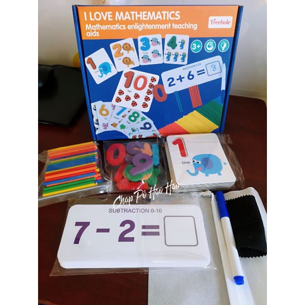 ĐỒ CHƠI TOÁN HỌC MONTESSORI - BỘ THẺ HỌC SỐ ĐẾM/PHÉP TÍNH KÈM QUE TÍNH CHO BÉ