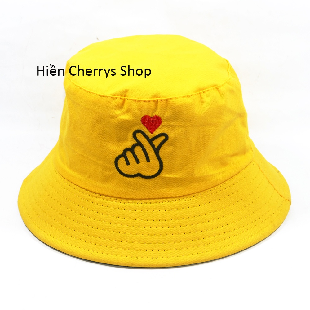 Nón bucket 2 mặt thêu hình bắn tim sành điệu thích hợp cho mọi người