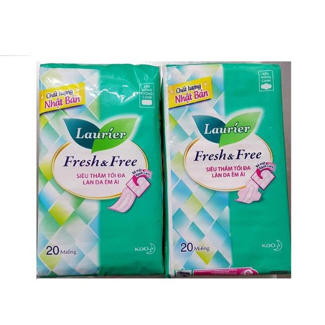 Băng vệ sinh Laurie Fresh &amp; Free siêu mỏng gói 20 miếng