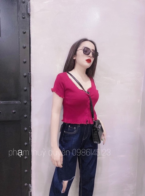 Bán sỉ áo len viền ren croptop