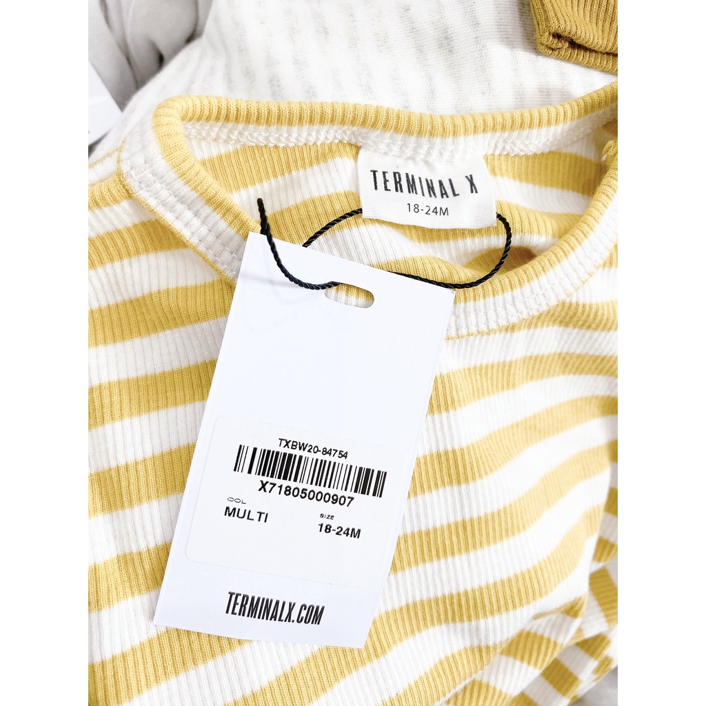 Body chip dài tay Terminal X size 6-12M (6-8kg) vải 100% cotton xuất dư cao cấp