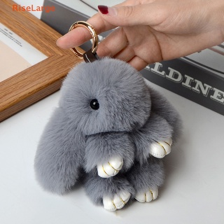 Image of [RiseLarge] Rabbit Keychain Ring Fluffy Real Fur Pompon Bunny Trinket Key Chain Charm Cute Key Ring On Bag Car Key Pendant