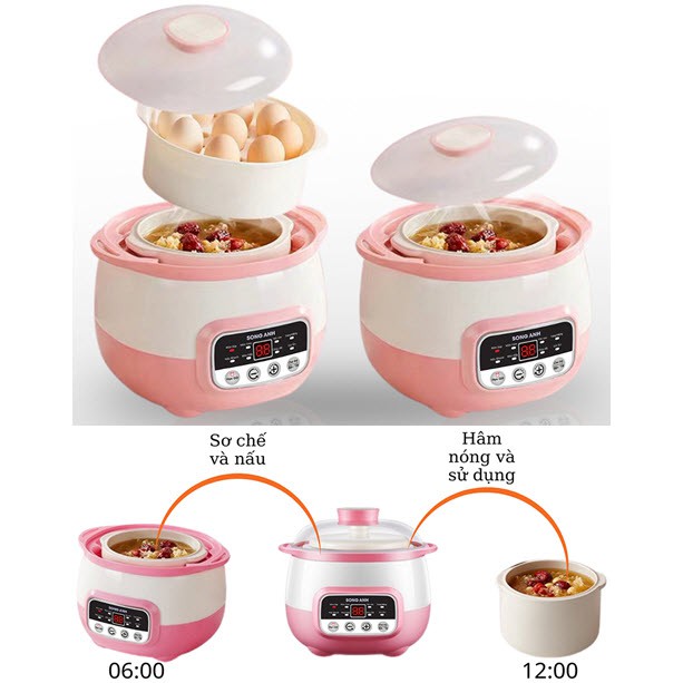 Nồi nấu cháo và hầm cách thuỷ 2 tầng 1L FatzBaby - STEW 2 - Fatz FB9110ZT - Đồ dùng ăn dặm