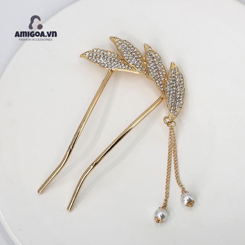 ✨✨Trâm Cài Tóc Hình Chữ U Phối Lông Vũ Tua Rua Thời Trang Cho Nữ