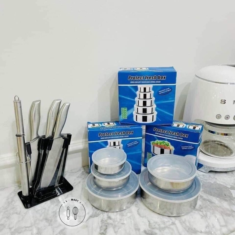Bộ thố lạnh Inox 5 món kèm nắp hàng đẹp