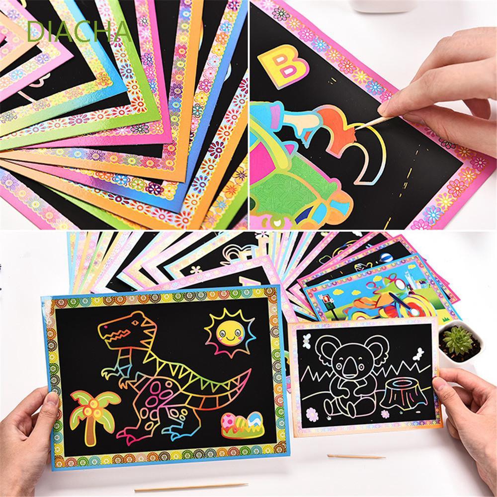 DIACHA 1/5/10pcs Magic Cartoon Educational Kids DIY Children Scratch Book
