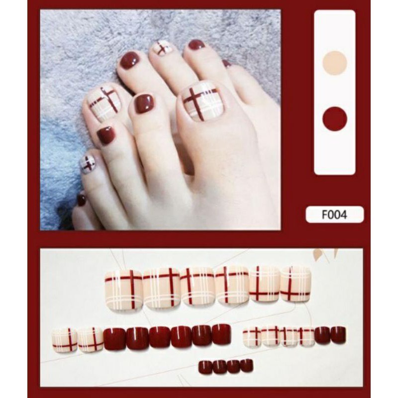 Set 24 Móng Chân Giả Nails Nghệ Thuật Kèm Keo Nội Địa Trung