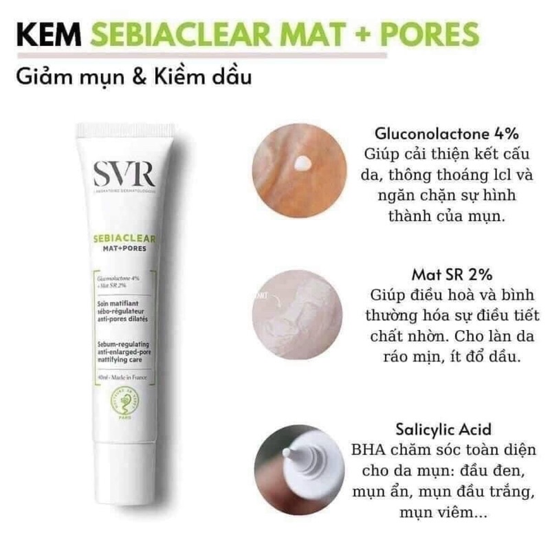 KEM DƯỠNG SVR MAT+PORES,SVR ACTIVE,SVR ACTIVE GEL[CHÍNH HÃNG]