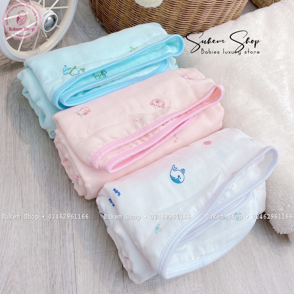 Set 2 Khăn Tắm Trẻ Em Cao Cấp 6 Lớp Mipbi 80x80cm sợi tre 70% cotton 30% đa năng tắm, quấn , ủ