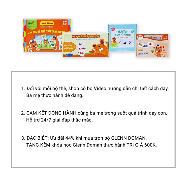 Combo Bộ Thẻ Học Toán + Thế Giới Xung Quanh Chuẩn Flashcard Glenn Doman