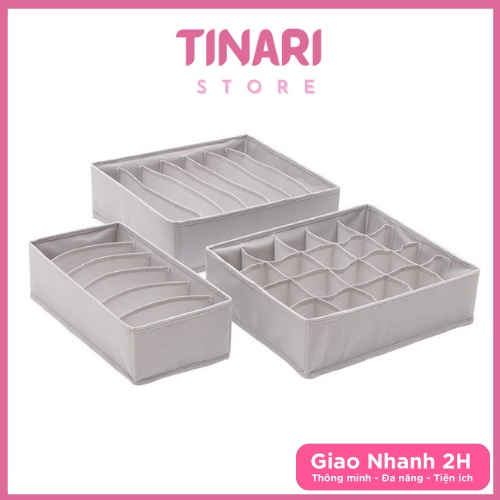Combo 3 Hộp Vải Đựng Bảo Quản Đồ Lót Đa Ngăn Tiện Lợi