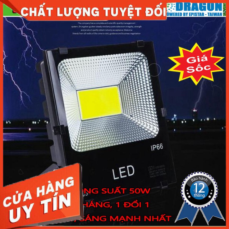 [HÀNG CHẤT LƯỢNG] Đèn pha led DRAGON 50W đủ công suất vỏ đen chống nước IP66 chip led COB Epistar Taiwan - hàng chất lượ