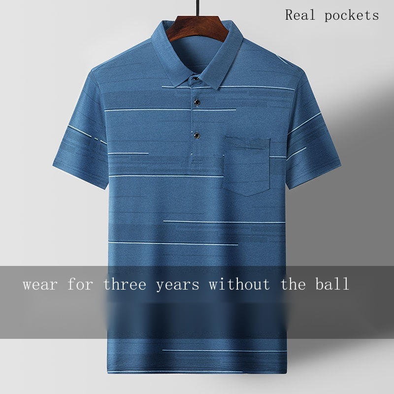 Áo polo Tay Ngắn Màu Trơn Bằng Lụa Lạnh Khô Nhanh Thời Trang Mùa Hè Hàng Mới Dành Cho Bạn Nam Trung Niên