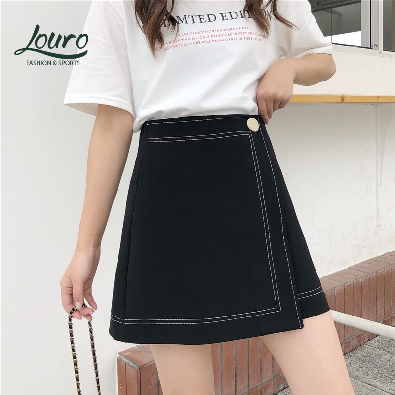Váy công sở chữ A Louro L803, kiểu váy công sở dáng ngắn, vạt lệch phá cách | BigBuy360 - bigbuy360.vn