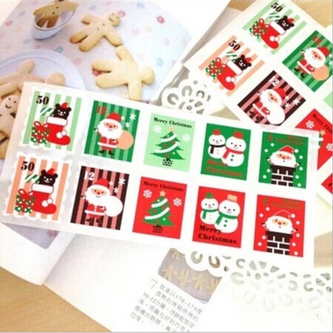 Set 100 Miếng Dán Trang Trí Giáng Sinh Bằng Giấy kraft Đa Năng diy