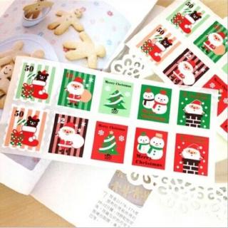 100 Cái / gói Màu Giáng Sinh Tem Thiết Kế Kraft Seal sticker Giấy Kraft Chất Liệu Dính DIY Đa Năng Miếng Dán