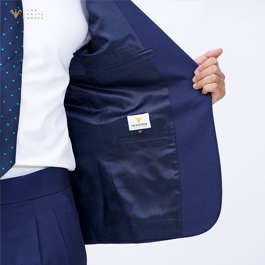 Bộ vest nam xanh navy vân chấm, suits sartorial, chuẩn form The Suits House