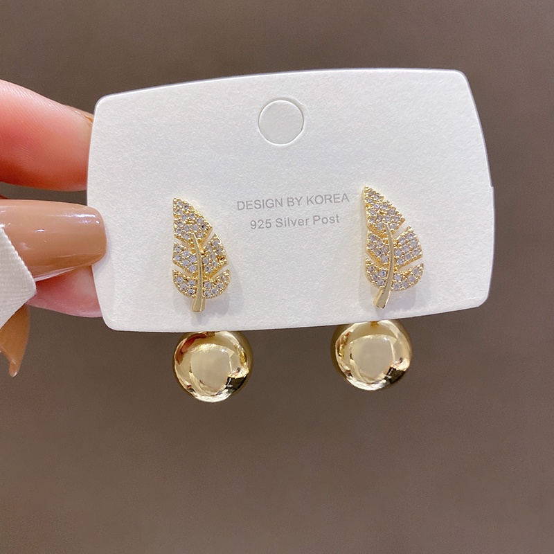 Khuyên Tai Hình Lá Đính Ngọc Trai Cao Cấp Sang Trọng Phong Cách Hàn Quốc Thời Trang Dành Cho Nữ 2022