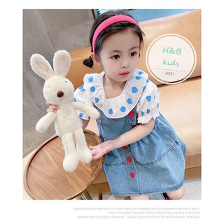 yếm bò phối áo bi bé gái