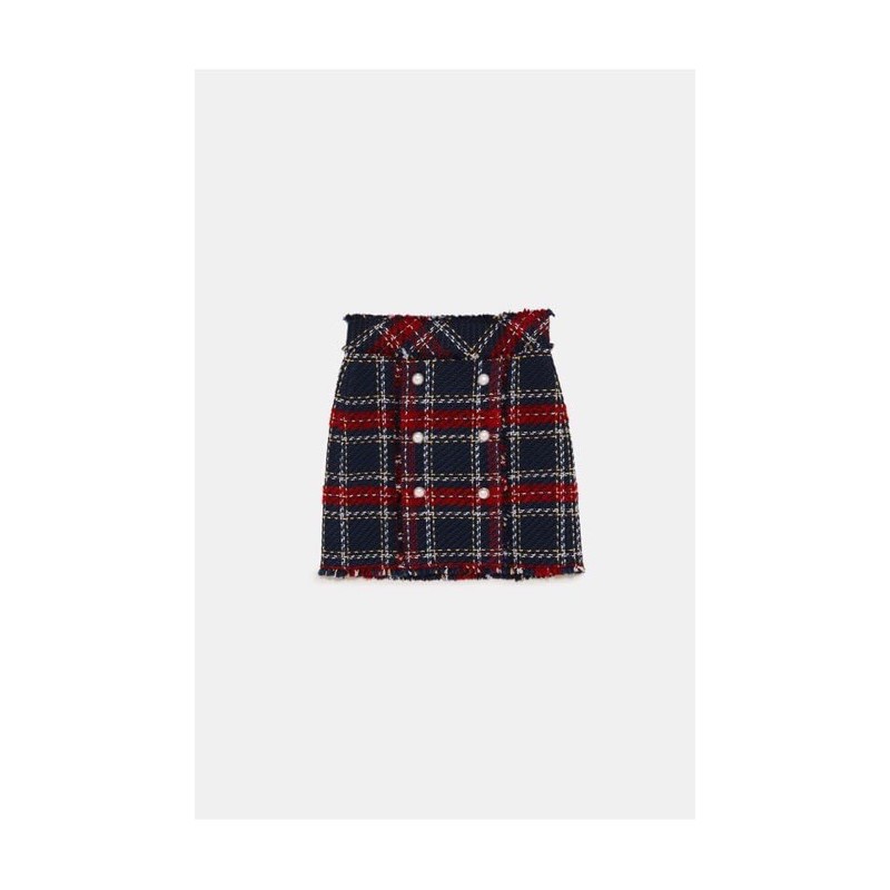 CHÂN VÁY TWEED KẺ ĐỎ ZARA