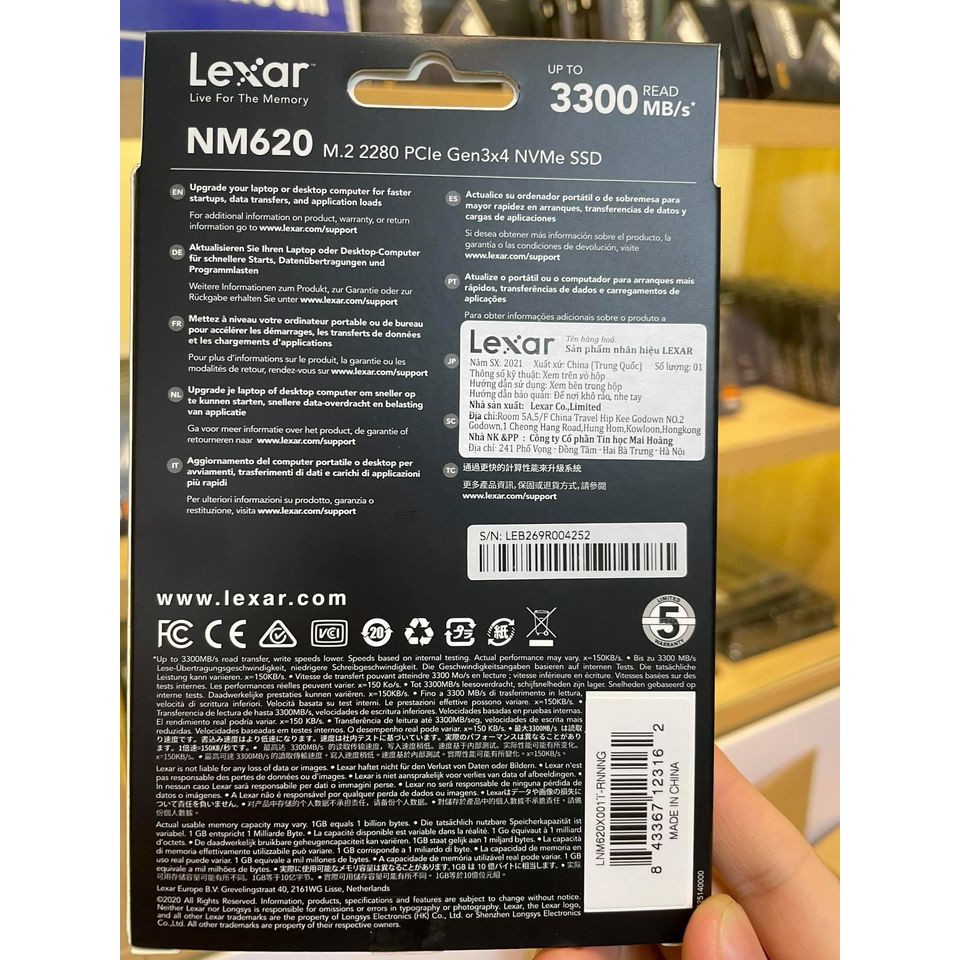 Ổ cứng SSD M2 NVMe Lexar NM620 - 1TB Gen3x4 - LNM620X001T | BigBuy360 - bigbuy360.vn
