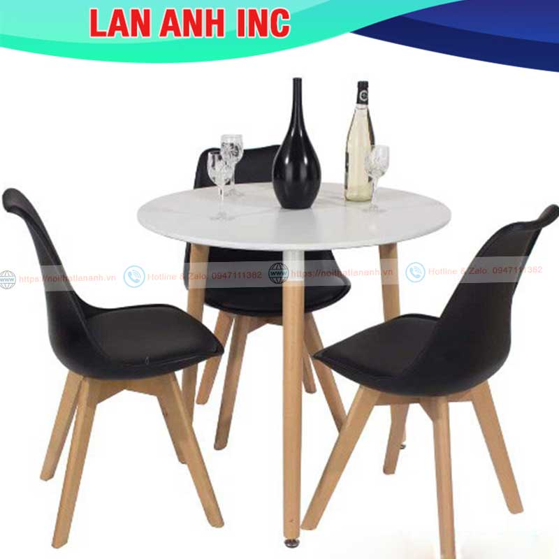 Bộ bàn ăn cafe tròn 3 ghế đẹp hiện đại giá rẻ Eames LA_BBA04