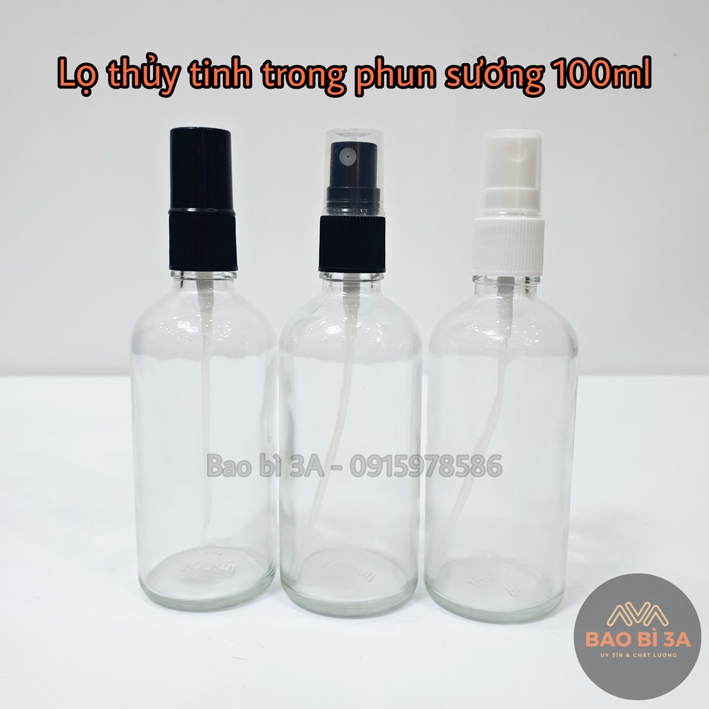 Chai xịt phun sương thủy tinh trong 100ml