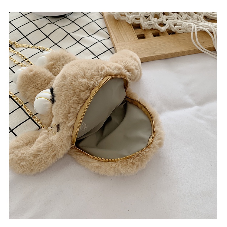 Túi Đeo Chéo Hình Thỏ Nhồi Bông Dễ Thương Sáng Tạo Cho Nữ