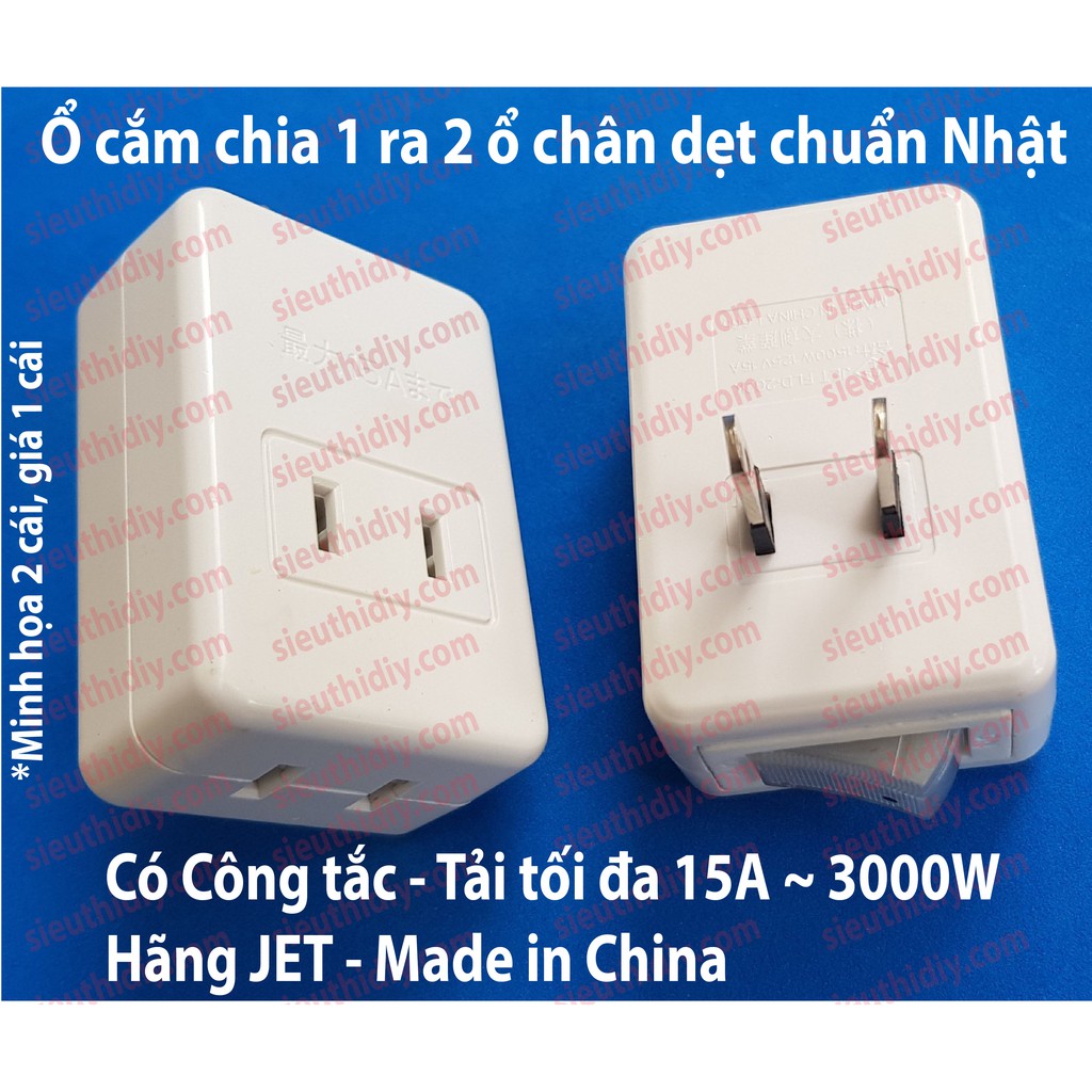 Ổ cắm 15A chia 1 ra 2-4 lỗ cắm phích dẹt hãng JET, xuất Nhật