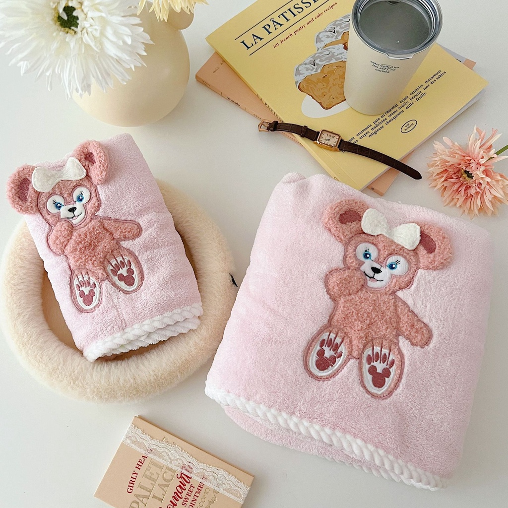 Bộ Khăn Tắm Hai Mảnh Thêu Họa Tiết Hoạt Hình Dành Cho Trẻ Em Và Người Lớn