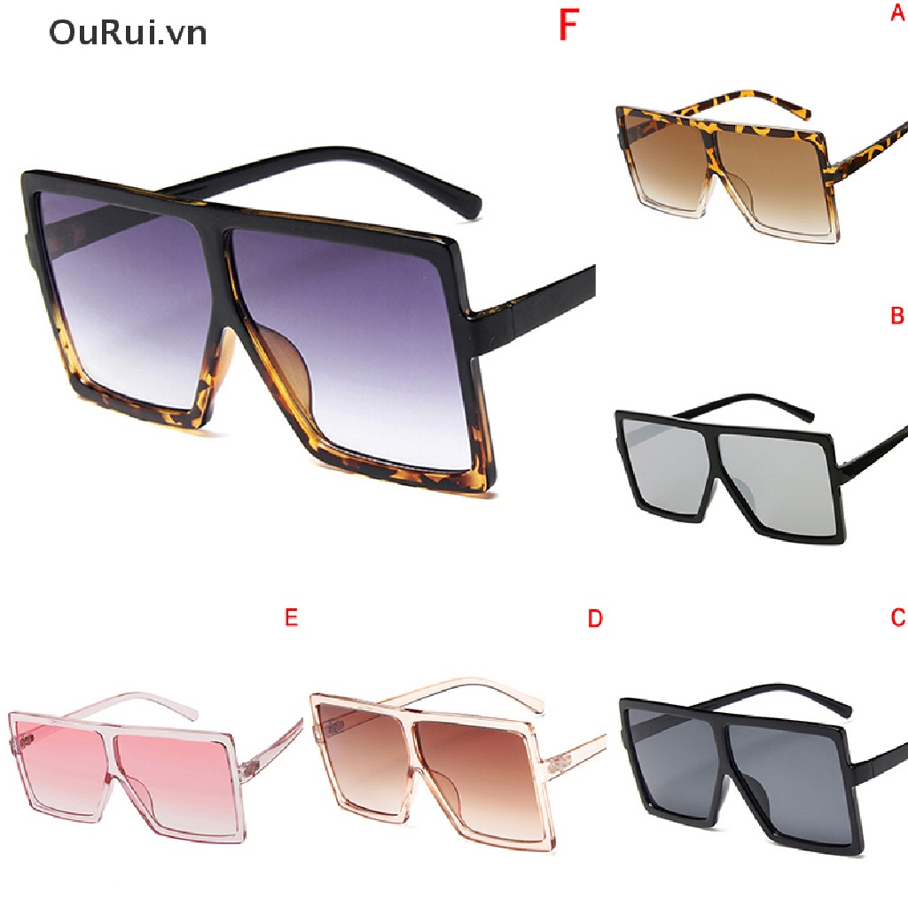 {RUI} Kính Mát Gọng Vuông Lớn Bằng Kim Loại Vintage Che Nắng Mặt Cho Nam Và Nữ {OuRui.vn}