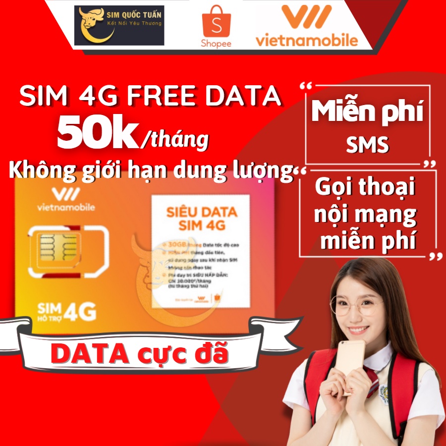 Sim 4G Vietnammobile VNMB 6gb/ngày giá cực rẻ, sim đăng ký 12 tháng max data, nghe gọi miễn phí