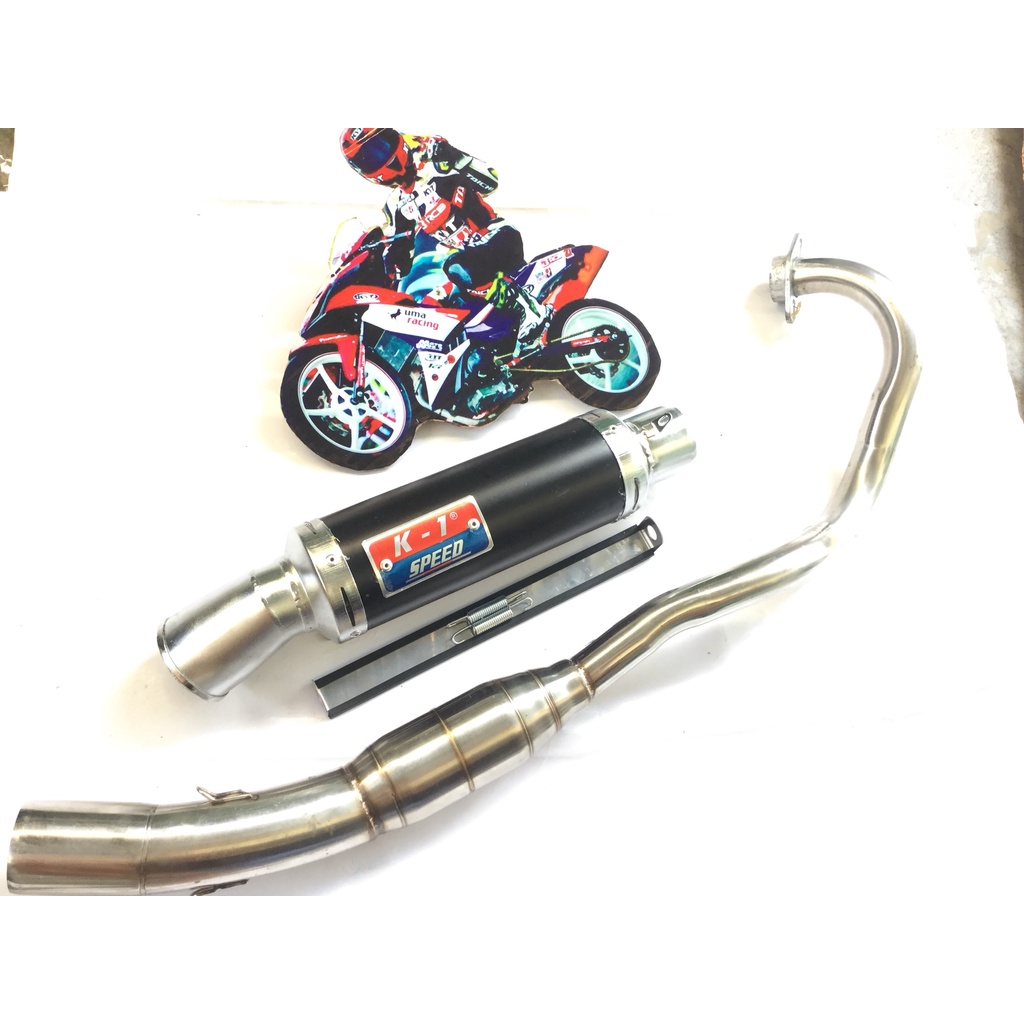 Pô K1 ĐEN cả cổ bầu hơi inox exicter, winer, sonic, raider, satria, gsx, fz, tfx, cbr, r15,...