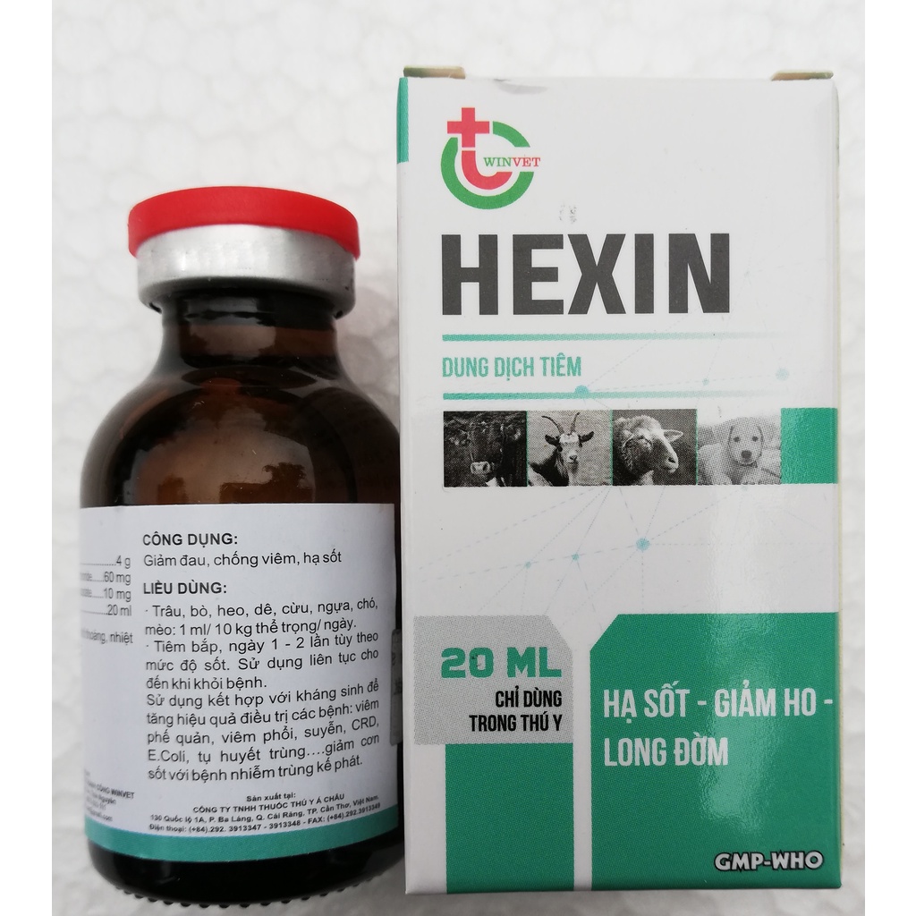 1 lọ HEXIN 20ml Long đờm, thông phế quản, giảm ho, kháng viêm dùng tốt cho gia súc, gia cầm, chó mèo, gà chọi, chim