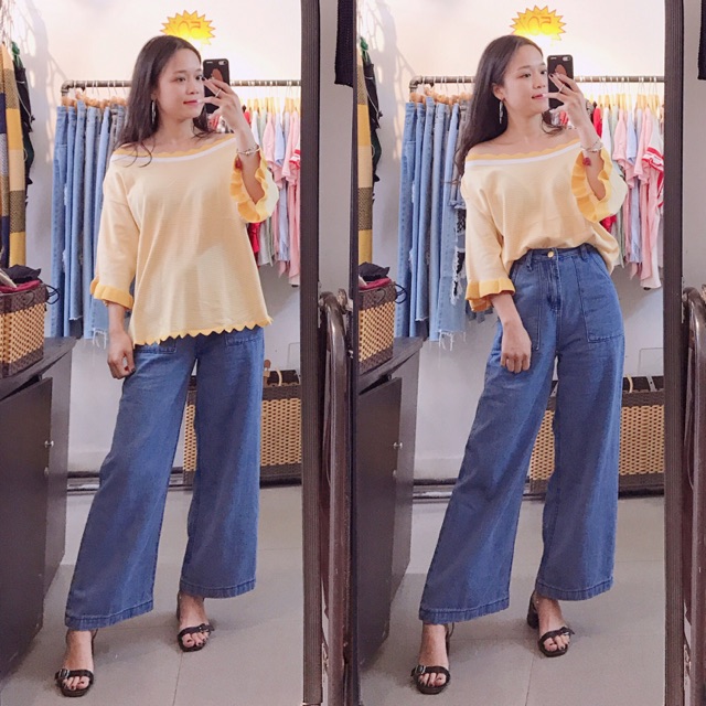 Áo len trễ vai