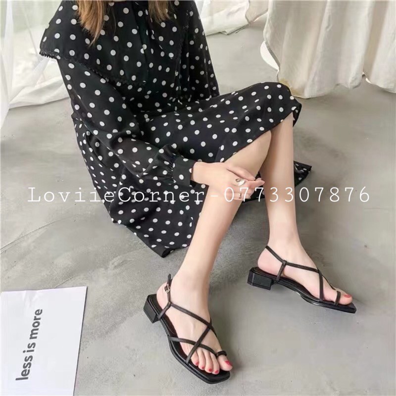 SANDAL NỮ LOVIIECORNER - GIÀY NỮ QUAI MẢNH - SANDAL MŨI VUỒNG  - GIÀY NỮ ĐẾ BỆT QUAI MẢNH - S200612 S220304