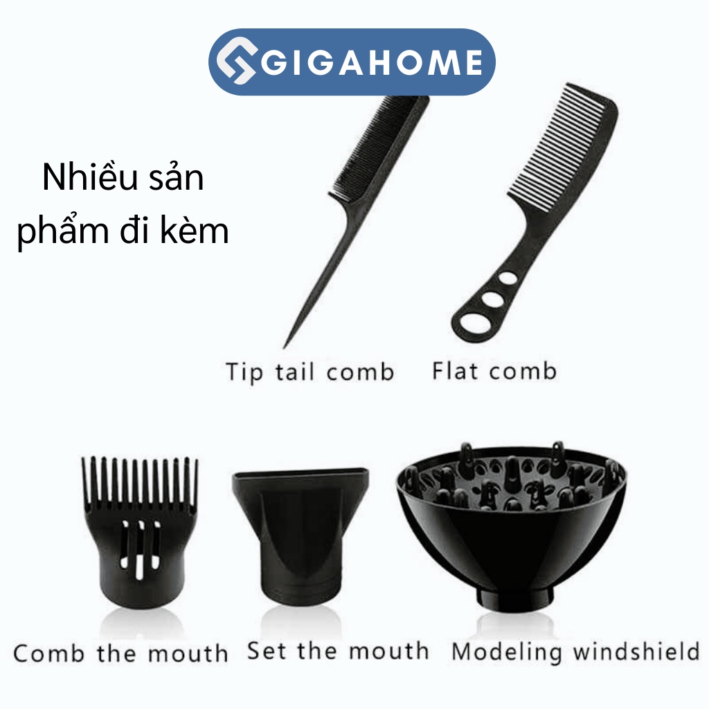 Máy Sấy Tóc Tạo Kiểu GIGAHOME Nóng Lạnh 2 Chiều Công Suất Lớn Tặng Kèm 5 Phụ Kiện 9356