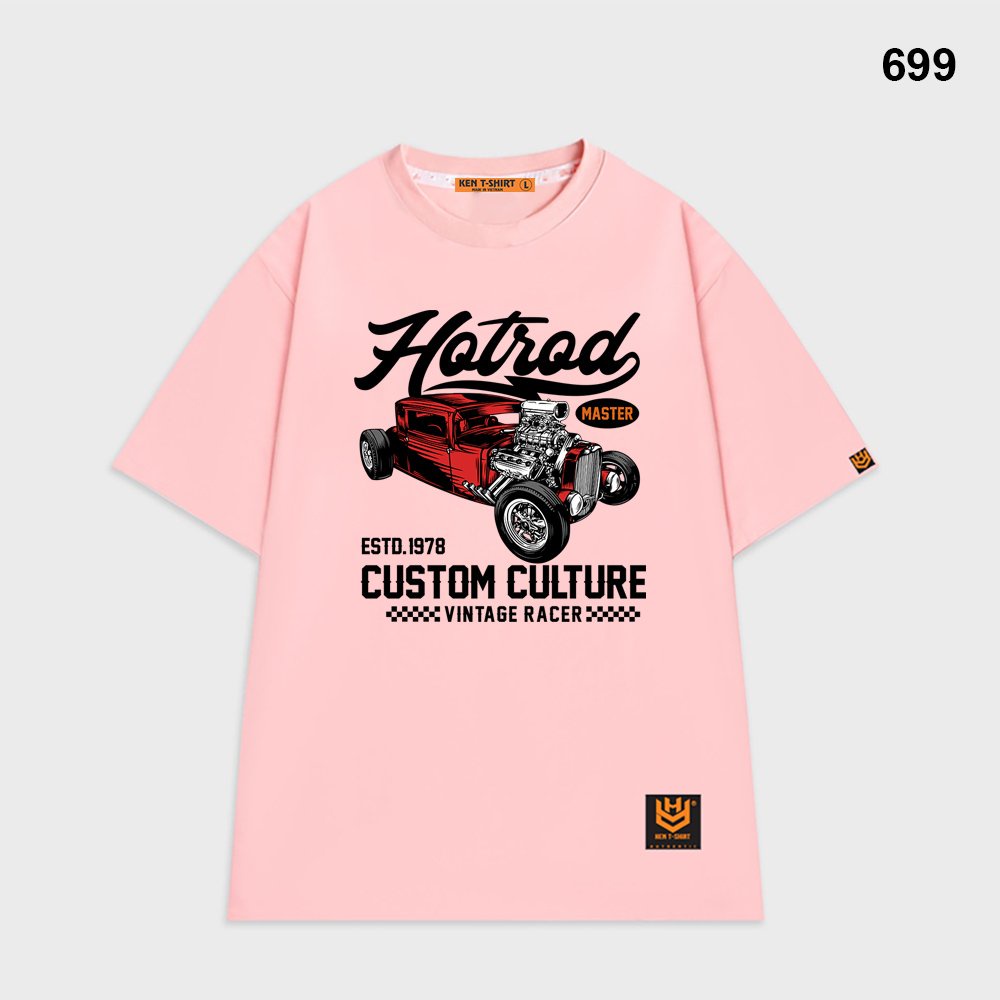 Áo thun tay lỡ unisex Nam Nữ form rộng Xe Hotrod 699 HY KOREA.