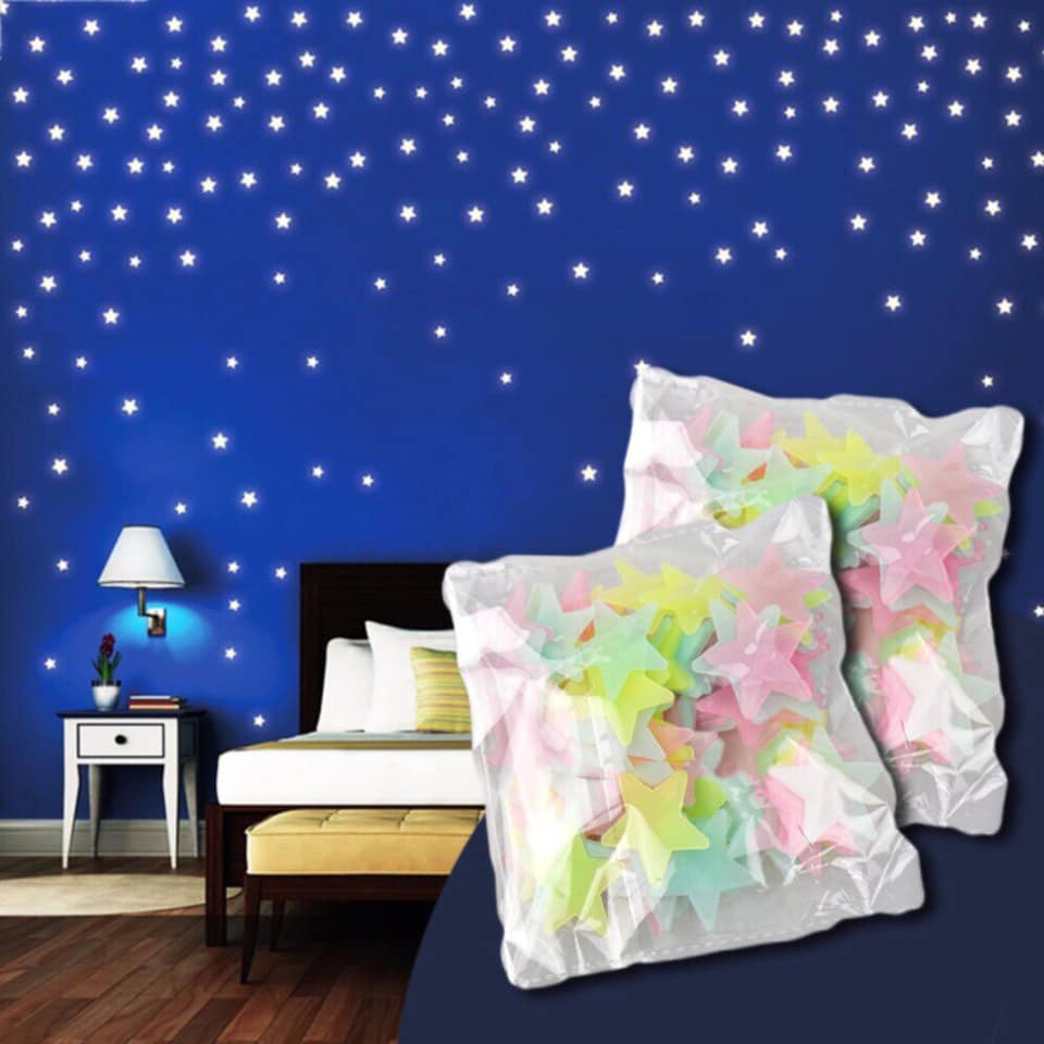 TÚI 100 NGÔI SAO PHÁT SÁNG TRANG TRÍ DÁN TƯỜNG