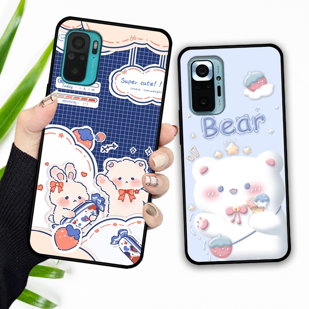 Ốp lưng Xiaomi Redmi Note 10- Note 10s - Note 10 Pro in hình caro gấu thỏ dễ thương