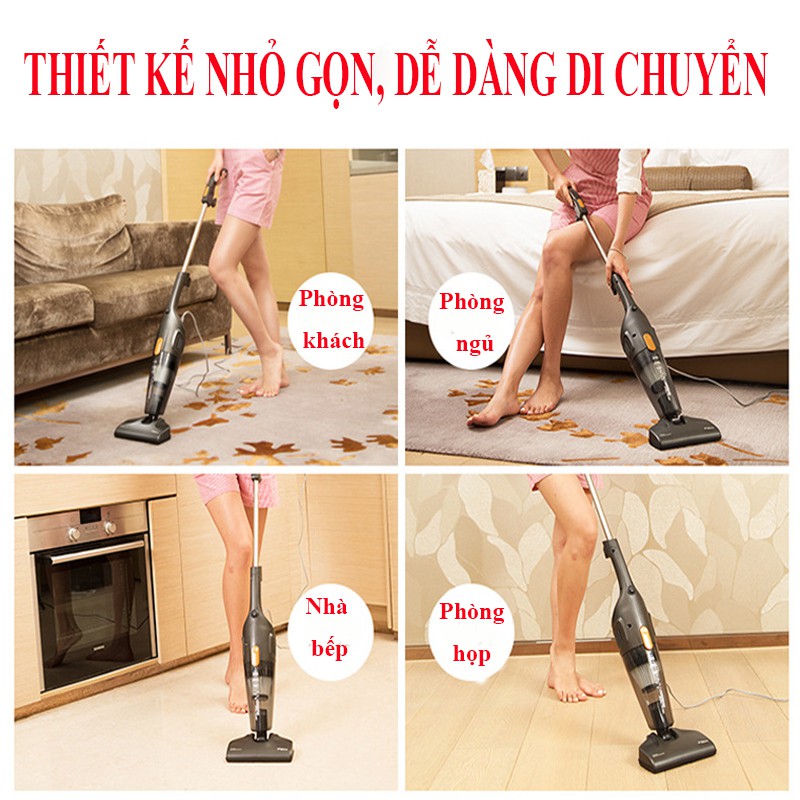 Máy Hút Bụi Gia Đình Cầm tay Deerma DX115C Công Suất Lớn Kèm 3 Đầu Hút - Máy Hút Bụi Cầm Tay Mini