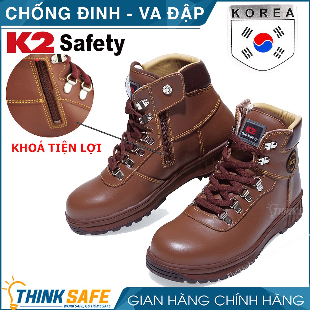 Giày bảo hộ Hàn Quốc K2-14 da bò thật, chống tĩnh điện, chống đâm xuyên, chống trơn trượt - BẢO HỘ THINKSAFE