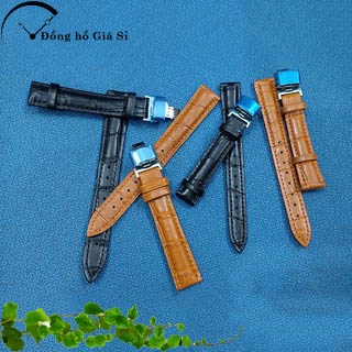 Dây đồng hồ da khóa bướm cao cấp size 12,14,16mm full màu