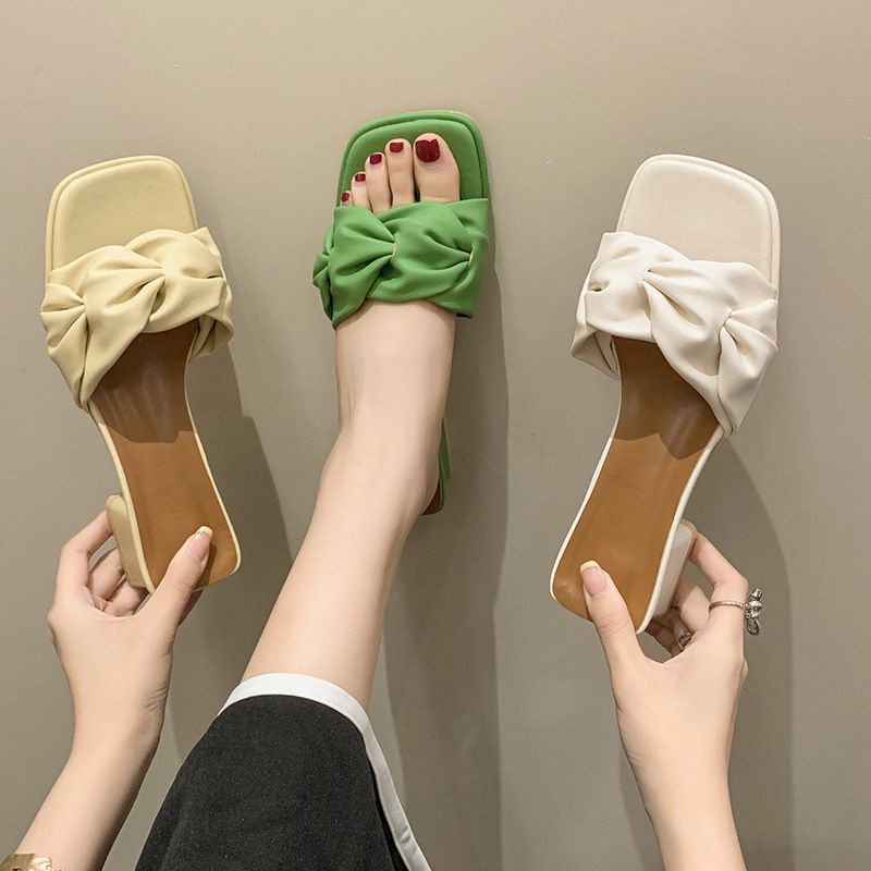 Guốc dép nữ cao 3-7 phân đế vuông quai gấp hình hoa hottrend 2022 VINA STORE mã S17